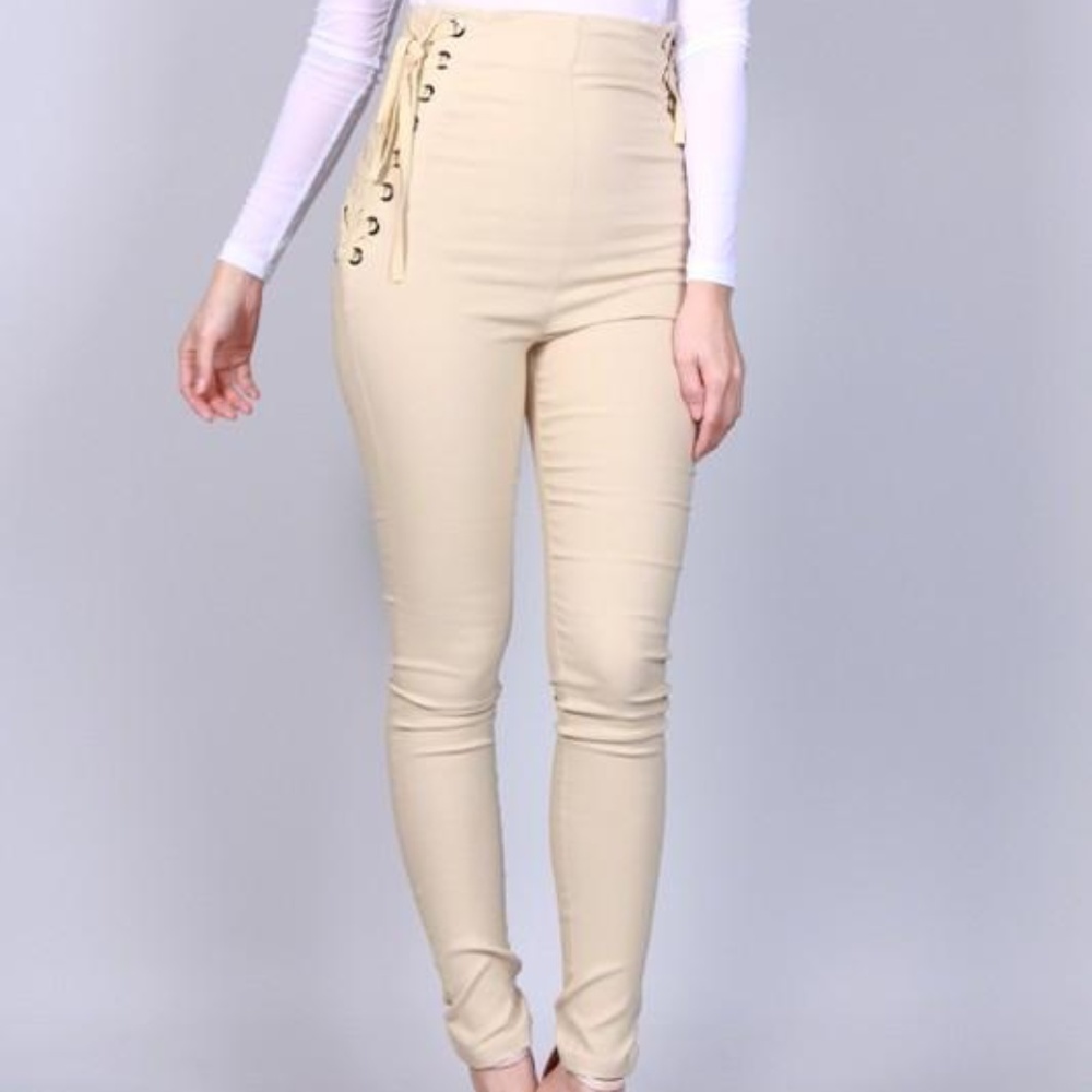 High waist tie up pants